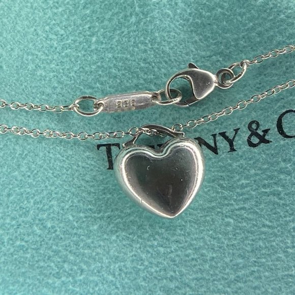 Tiffany & Co. Sterling Silver Puffed Heart Pendant Necklace 16" - Picture 4 of 7